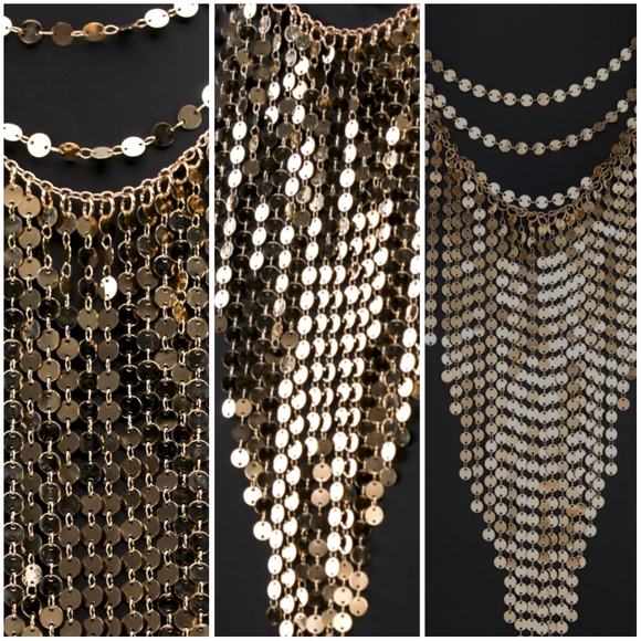 🔥 STUNNING SHIMMERING GOLD DISKS NECKLACE - Picture 3 of 6